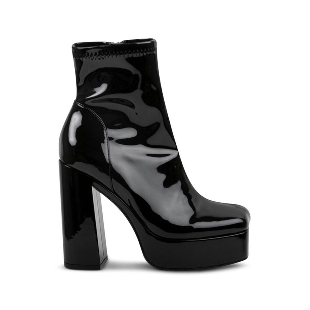 STEVE MADDEN Womens Black 1-1/2" Platform Bianca Toe Block Heel Booties 9 M - Picture 2 of 4